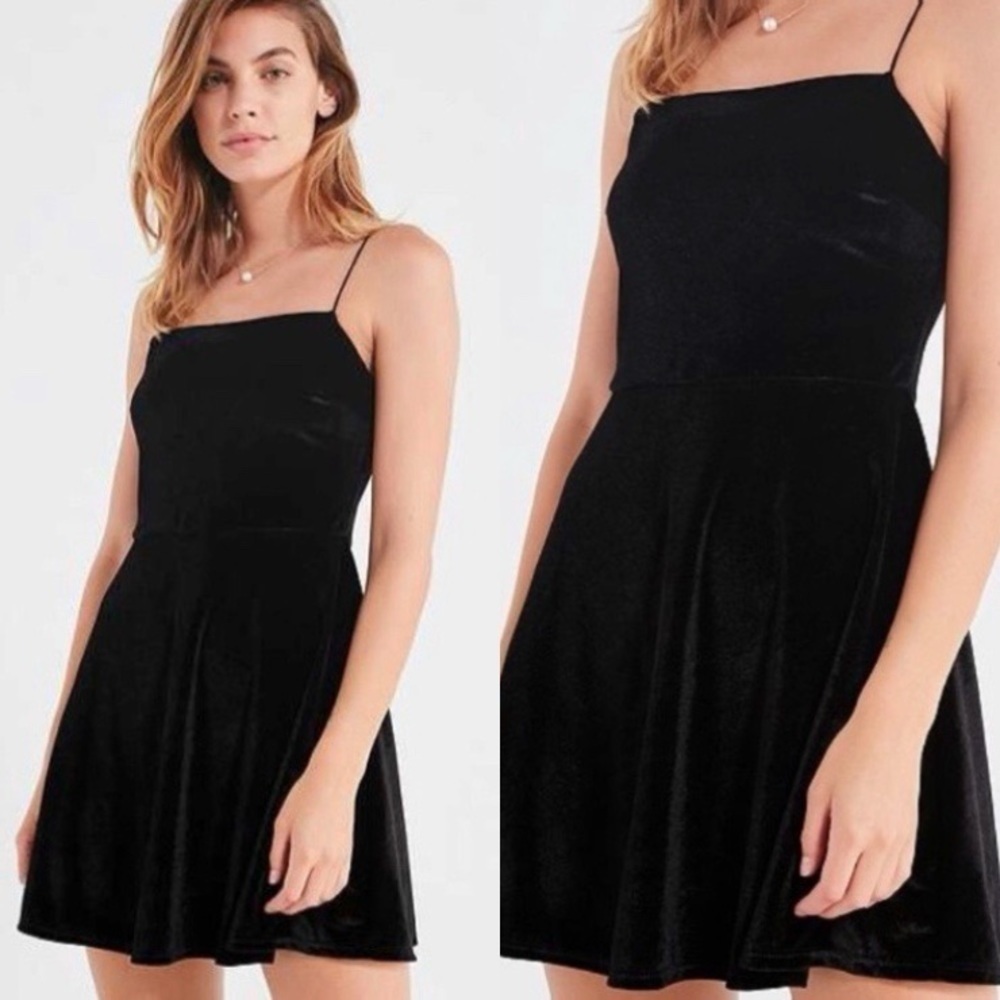 URBAN Outfitters Black Velvet Mini Dress Nwt